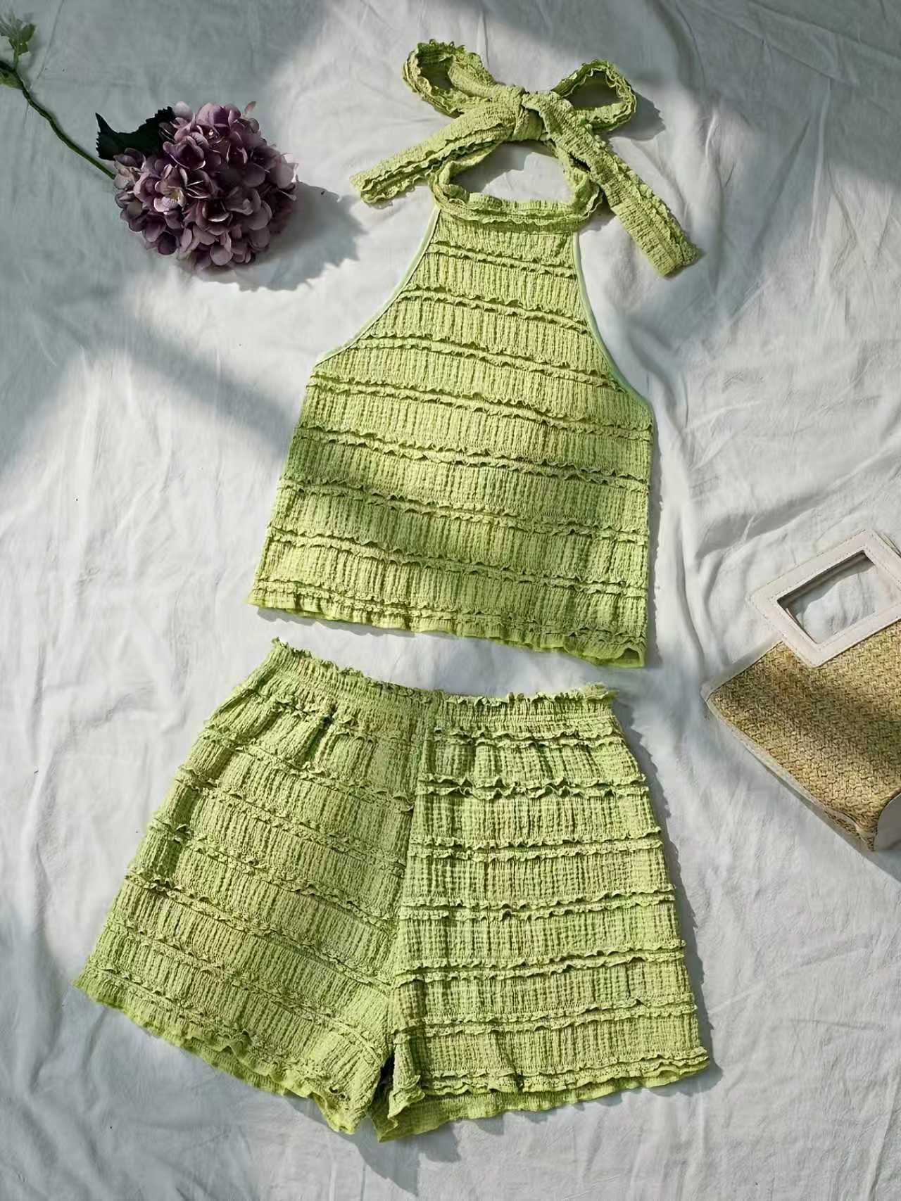 Lace Trim Cami - طقم صيفي نسائي بتصميم أوروبي وأمريكي
