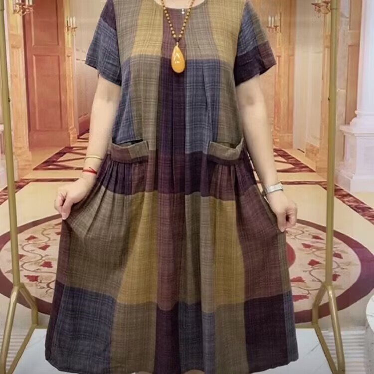 Women Fashion Over The Years - فستان صيفي كبير الحجم من القطن