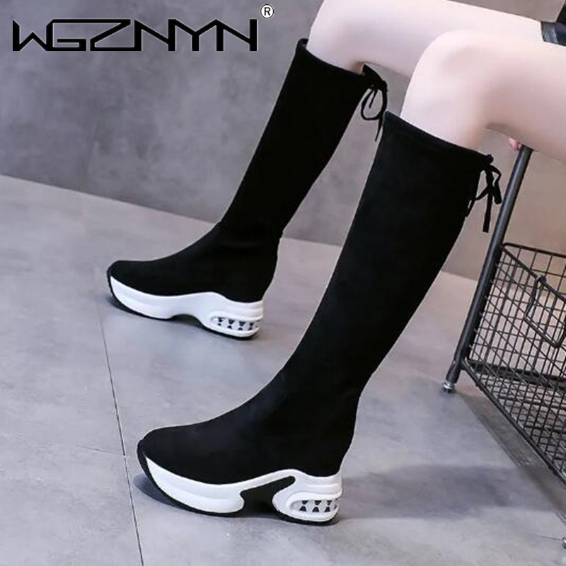 Women'S Fashion Knee High Boots - شتاء دافئ مكتنزة منصة أحذية طويلة